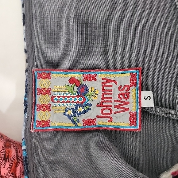 Johnny Was Velveteen Silk Floral Blue Top Size S - Picture 12 of 13